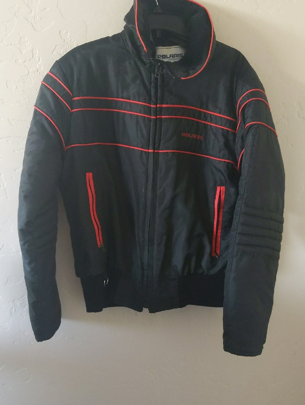 Polaris Men's Black Bomber Jacket with Red Piping